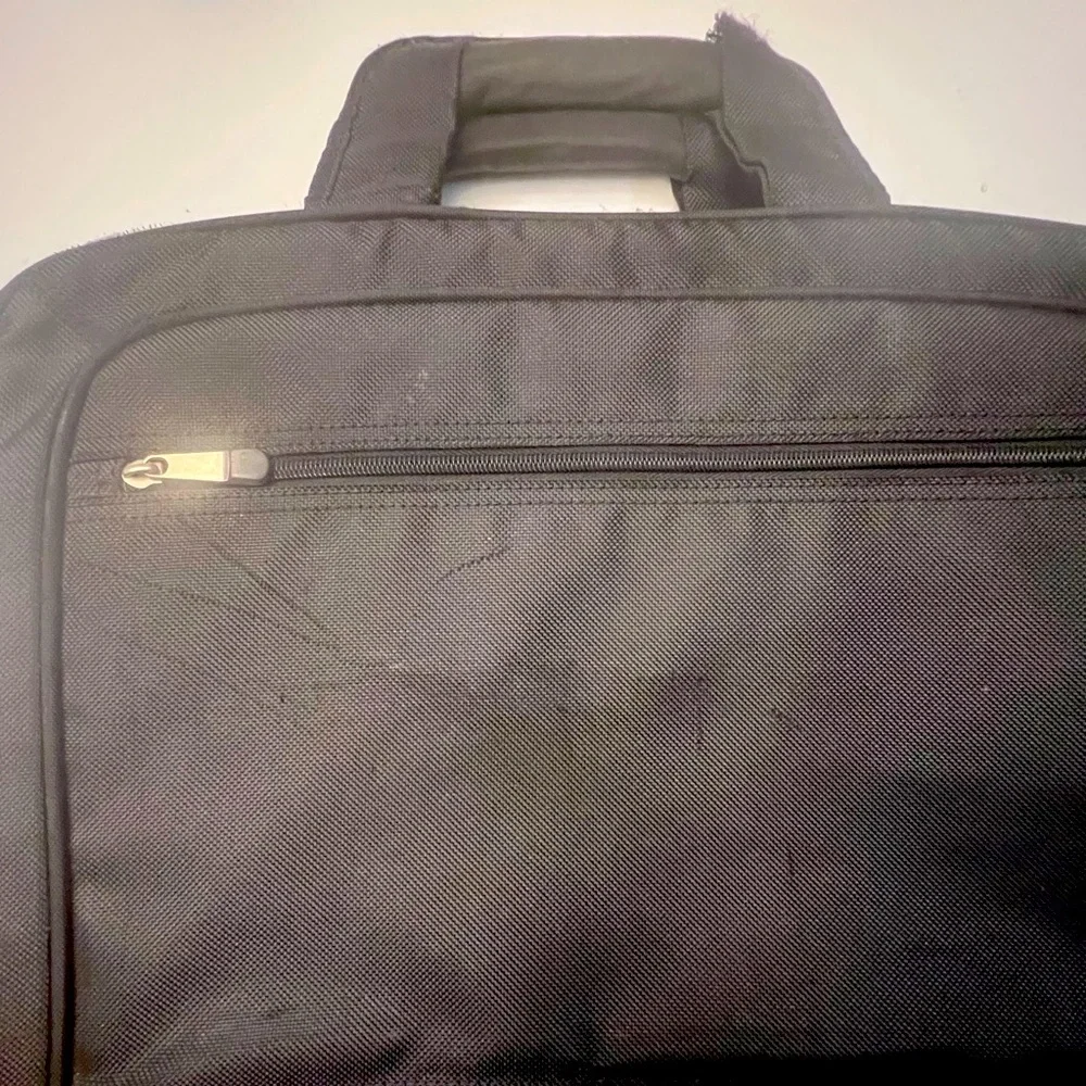 Dark Black Large Sturdy Multi Compartment Laptop Bag by Dell with Strap